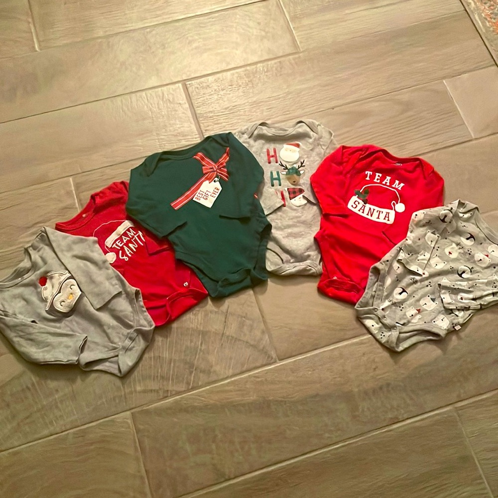 Bundle of 6 Holiday Onesies 6-9/12M